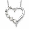 Sterling Silver Rhod-pltd Polished Open Heart CZ Journey 18in Necklace