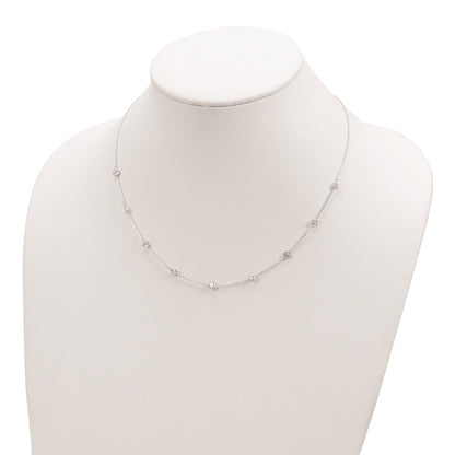 Sterling Silver Clear 4mm 11-Station CZ w/2in ext. Necklace
