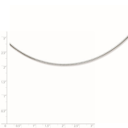 Sterling Silver Rhodium-plated 2mm Round w/2in ext Cubetto