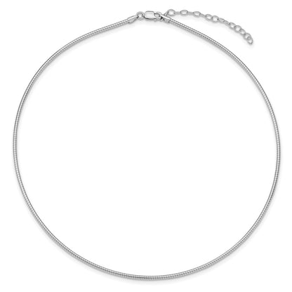 Sterling Silver Rhodium-plated 2mm Round w/2in ext Cubetto