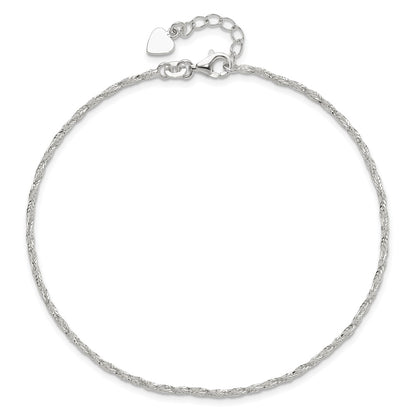 Sterling Silver Fancy Chain 9 inch Plus 1 inch Extender - Total 10 inch Anklet