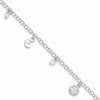 Sterling Silver Sun/Moon/Star/Crystal 10 inch Plus 1 inch Extender - Total 11 inch Anklet