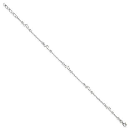 Sterling Silver Dolphin 5-Station 9 inch Plus 1 inch Extender - Total 10 inch Anklet