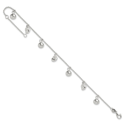 Sterling Silver Sea Shells 8 inch Plus 1 inch Extender - Total 9 inch Anklet