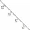 Sterling Silver Polished Puffed Heart 9in Anklet