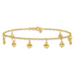 Sterling Silver Gold-tone Polished Puffed Heart 10in Anklet