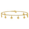Sterling Silver Gold-tone Polished Puffed Heart 10in Anklet