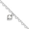 Sterling Silver Puffed Heart Charm 9 inch Plus 1 inch Extender - Total 10 inch Anklet
