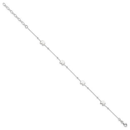 Sterling Silver Elephant 10 inch Plus 2 inch Extender - Total 12 inch Anklet