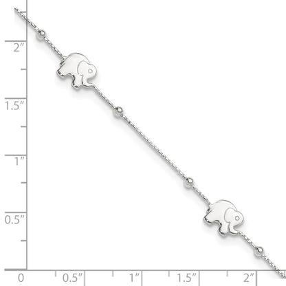 Sterling Silver Elephant 10 inch Plus 2 inch Extender - Total 12 inch Anklet