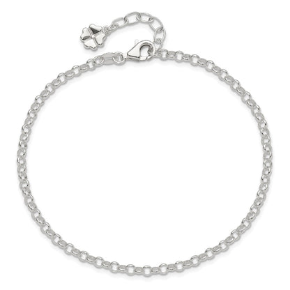 Sterling Silver Clover Dangle 10 inch Plus 1 inch Extender - Total 11 inch Anklet