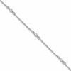 Sterling Silver Rhodium-plated Bezel CZ 5-Station 9 inch Plus 1 inch Extender - Total 10 inch Anklet