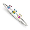 Sterling Silver Multi-color Enamel Teddy Bear Adjustable Children's Bangle