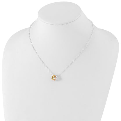 Sterling Silver and Vermeil Polished Fancy 3-Heart Necklace