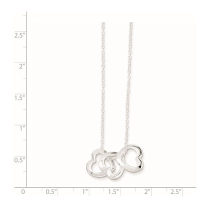 Sterling Silver Polished Fancy 3- Heart Necklace