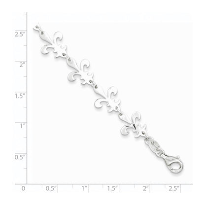 Sterling Silver Polished Fleur De Lis Bracelet