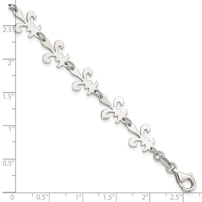 Sterling Silver Polished Fleur De Lis Bracelet