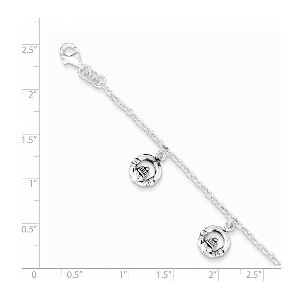 Sterling Silver Antiqued Claddagh Bracelet