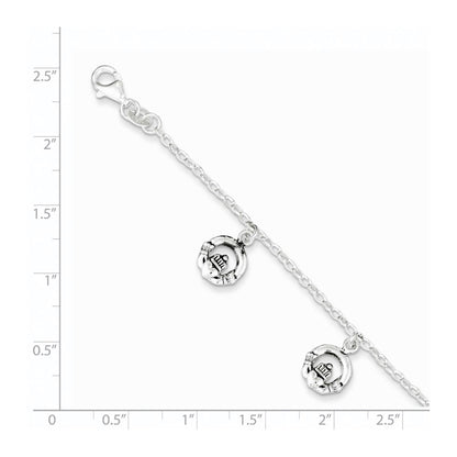 Sterling Silver Antiqued Claddagh Bracelet