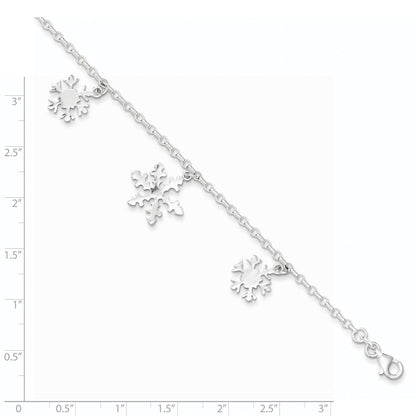 Sterling Silver Diamond-Cut Snowflake Bracelet