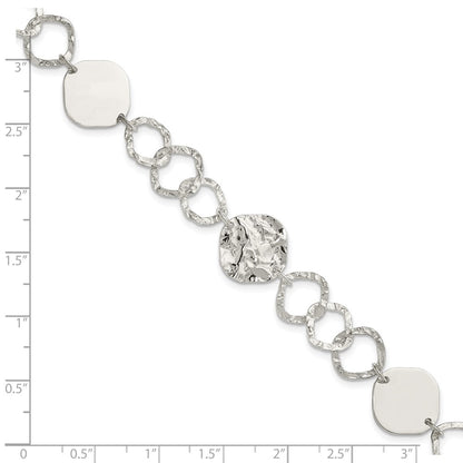 Sterling Silver Polished and Textured Fancy Link Bracelet