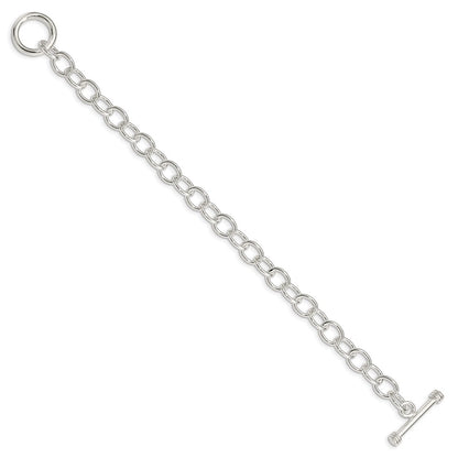 Sterling Silver Polished Fancy Link Toggle Bracelet