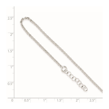 Sterling Silver 1.5mm Rolo Chain 9 inch Plus 1 inch Extender - Total 10 inch Anklet
