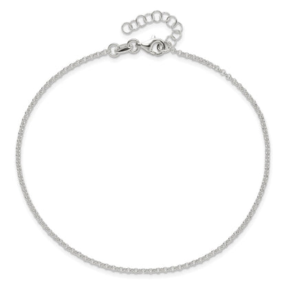 Sterling Silver 1.5mm Rolo Chain 9 inch Plus 1 inch Extender - Total 10 inch Anklet