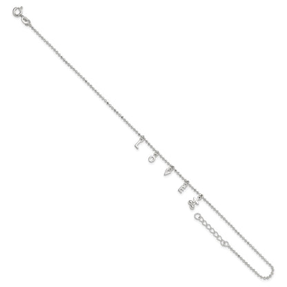 Sterling Silver LOVE Letters 10 inch Plus 1 inch Extender - Total 11 inch Anklet