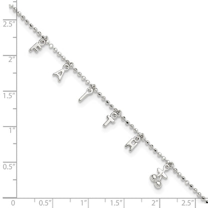 Sterling Silver FAITH Letters 10 inch Plus 1 inch Extender - Total 11 inch Anklet