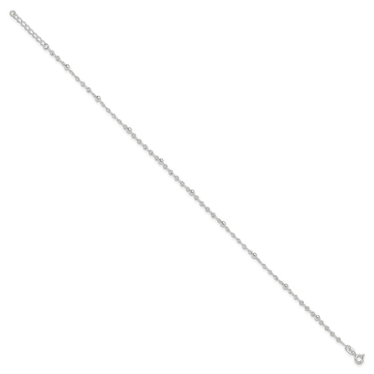 Sterling Silver Beads 9 inch Plus 1 inch Extender - Total 10 inch Anklet