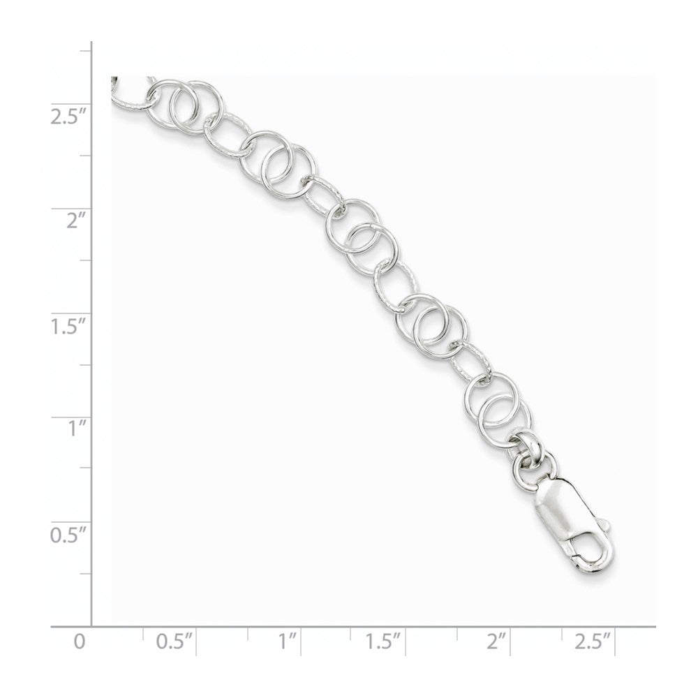 Sterling Silver Polished and Textured Fancy Bracelet