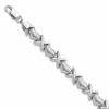 Sterling Silver Rhodium-plated Polished and Brushed X and Hearts 7.25 inch Bracelet