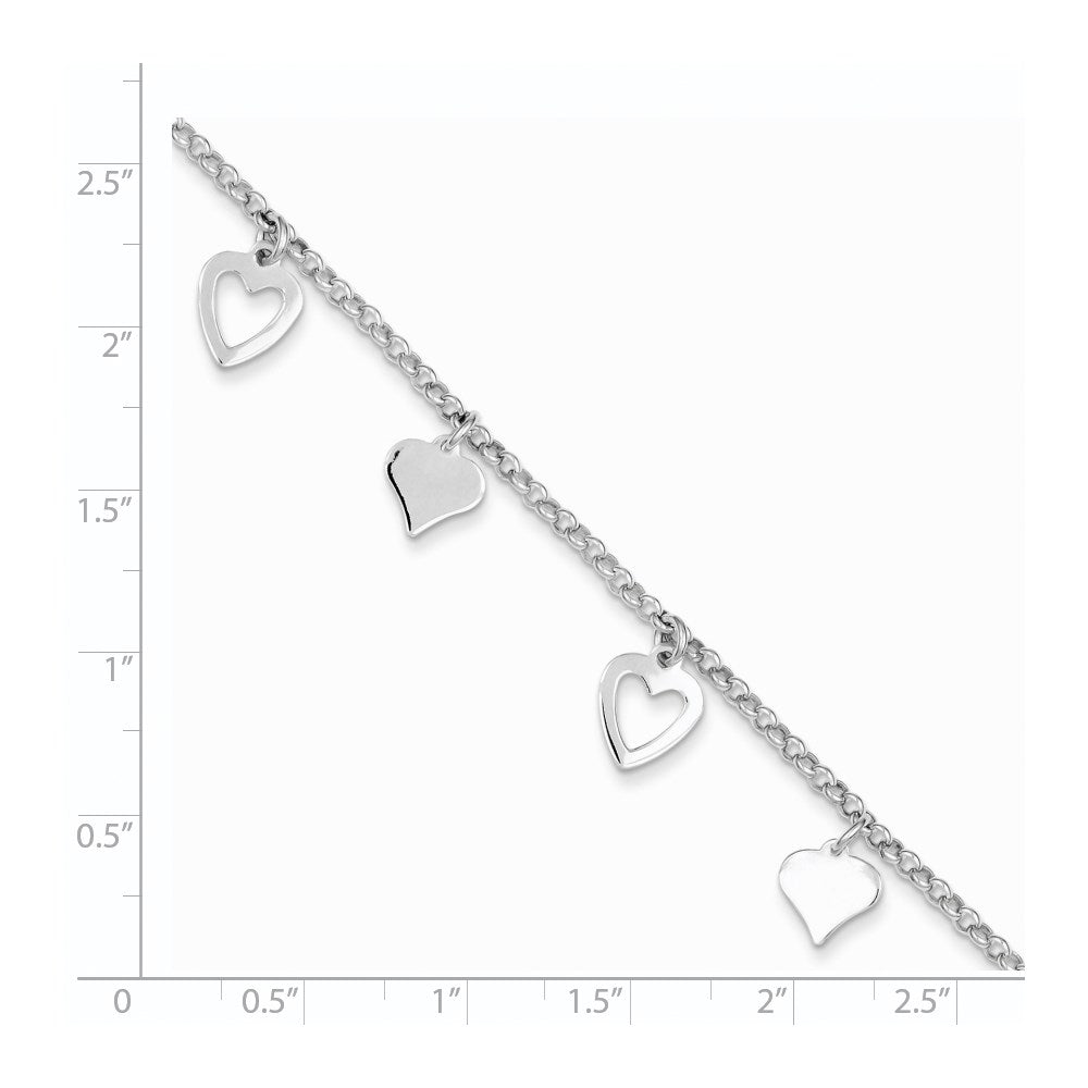 Sterling Silver Polished Heart Bracelet