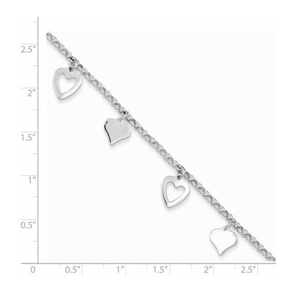 Sterling Silver Polished Heart Bracelet