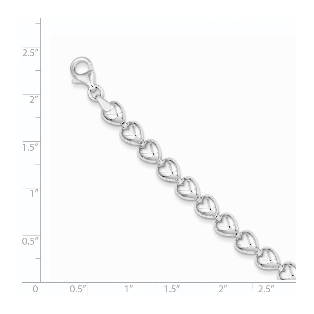 Sterling Silver Polished Heart Bracelet