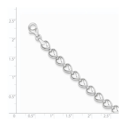 Sterling Silver Polished Heart Bracelet