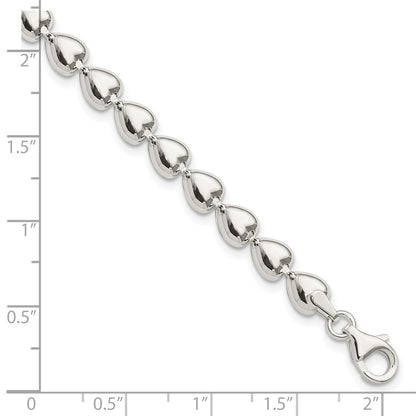 Sterling Silver Polished Heart Bracelet