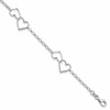 Sterling Silver Rhodium-plated Linked Hearts and Chain 7.25 inch Bracelet
