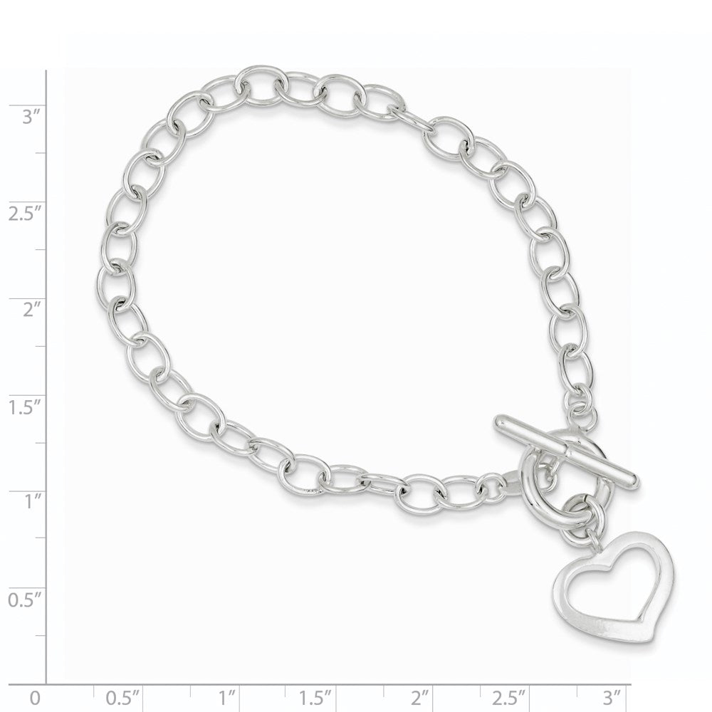 Sterling Silver Open Link Heart Bracelet