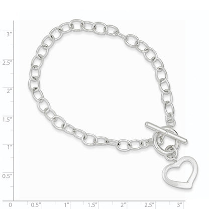 Sterling Silver Open Link Heart Bracelet