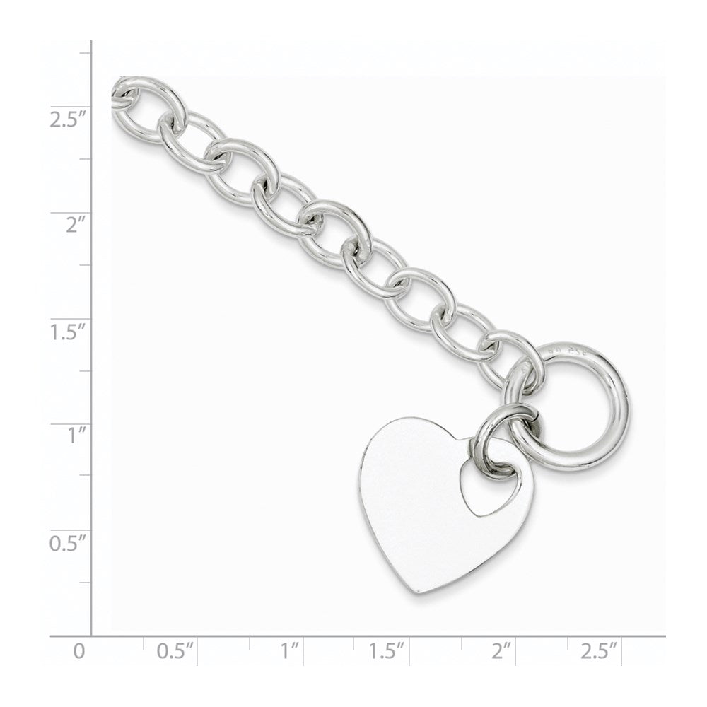 Sterling Silver Polished Engraveable Heart Bracelet