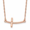 Sterling Silver RG-plated Large Sideways Curved Cross Necklace
