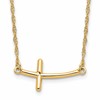Sterling Silver YG-plated Large Sideways Curved Cross Necklace