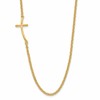 Sterling Silver YG-plated Small Off-Set Sideways Curved Cross Necklace