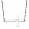 Sterling Silver Rhodium-plated Large D/C Sideways Cross Necklace