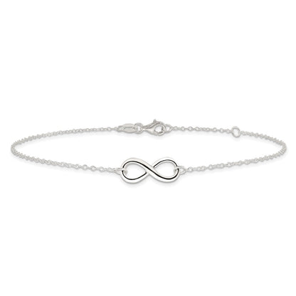Sterling Silver Infinity 9 inch Plus 1 inch Extender - Total 10 inch Anklet