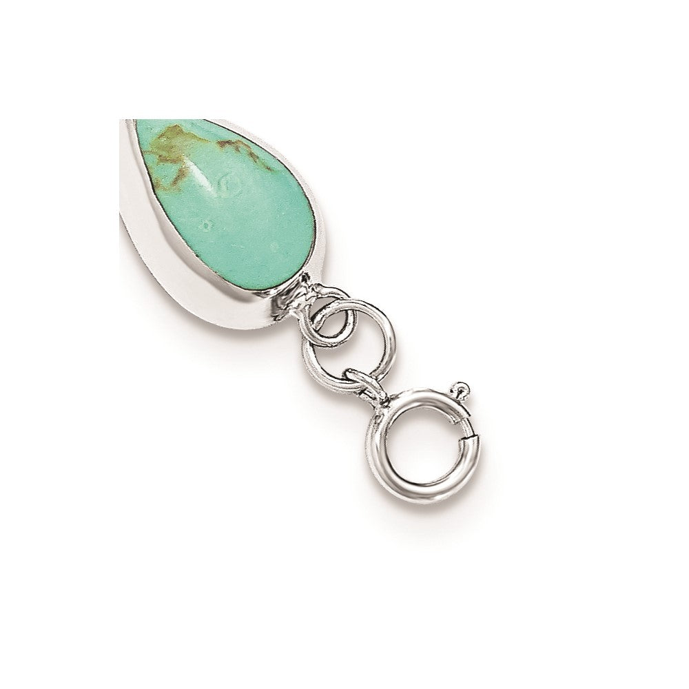 Sterling Silver Rhodium-plated Teardrop Synthetic Turquoise Bracelet