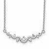 Sterling Silver Rhodium-plated Polished Fancy Wave CZ Bar Necklace