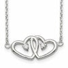 Sterling Silver Polished Two Hearts CZ Necklace